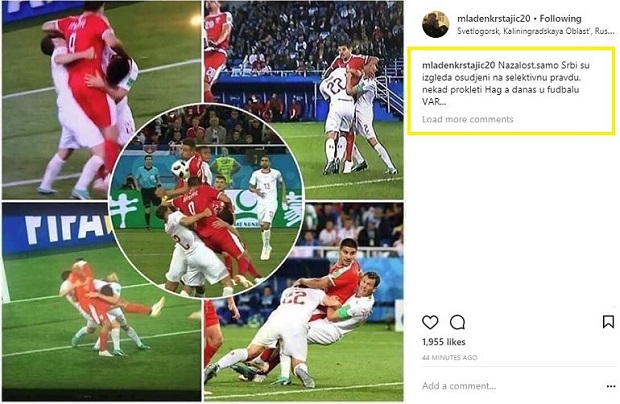 Крстајић: Само су Срби осуђени на селективну правду, некада проклети Хаг, данас у фудбалу ВАР